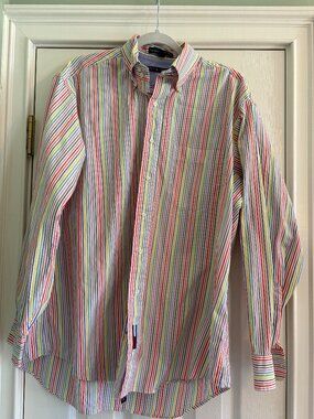 Tommy Hilfiger Large 16 1/2 long sleeve rainbow colored shirt